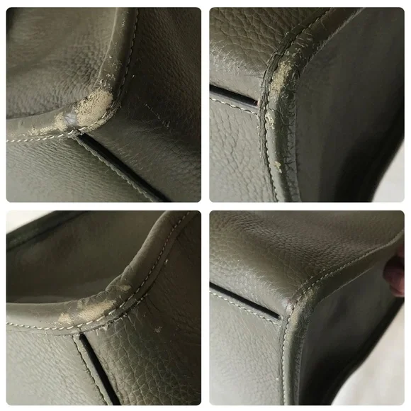 Coach Large Smith Leather Tote Purse in Olive Green, With Scarf - Picture 9 of 16